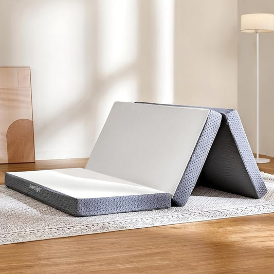 Sweetnight Tri Folding Mattress - 4-inch Foldable Mattress with a Collapsible and Washable Cover | Medium-Firm with Non-Slip Design | Suitable for RV Travel, Camping, Guest(TXL)