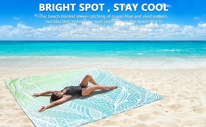 AISPARKY Beach Blanket Waterproof Sandproof Quick Drying Beach Mat Extra Large Outdoor Picnic Blanket for Travel Camping Hiking