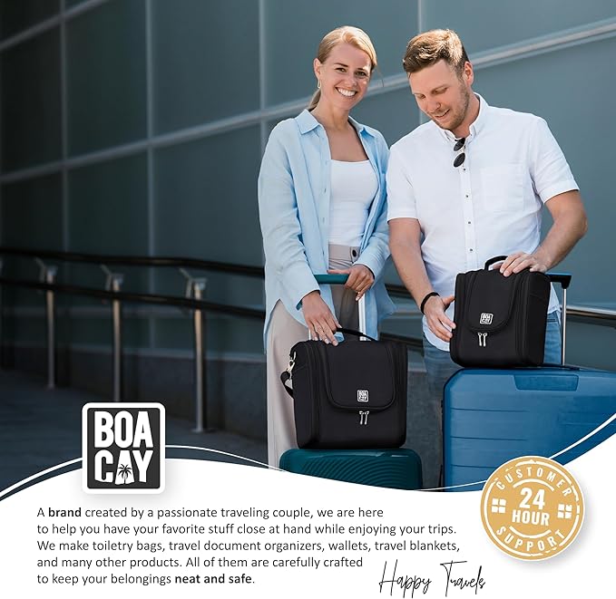 BOACAY Extra Large Hanging Travel Toiletry Bag for Women and Men, Makeup Bag, Bathroom & Shower Organizer Kit for Accessories, Cosmetics, Essentials