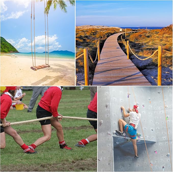 Manila Rope 1.5in x 50ft,Natural Thick Rope,Large Decorative Hemp Ropes Great for Gardening,Railings,Hammock Nautical