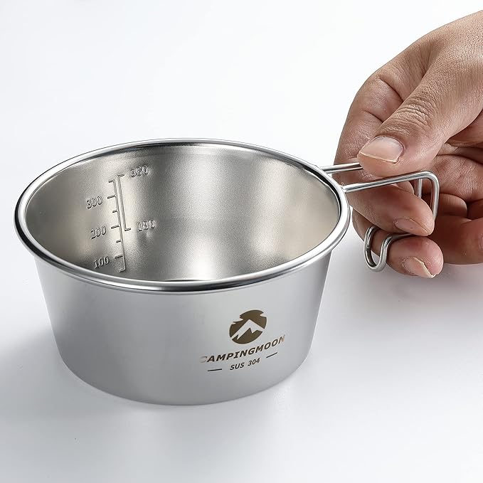 CAMPINGMOON 2pcs Set Stainless Steel Deep Type Camping Sierra Cup 450ml S-360