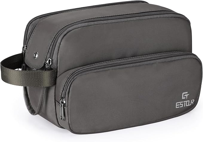 Toiletry Bag for Men, Travel Toiletry Bag Travel Essentials, Dopp Kit Water-resistant Shaving Bag,Bathroom Bag Toiletries Organizer, Mystery Gray(Polyster)