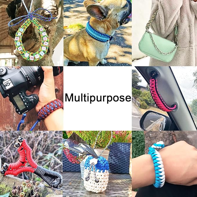 MONOBIN Paracord 550 Combo kit, 24 Colors 10ft Paracord Rope with Instruction, Multifunction Parachute Cord for Making Paracord Bracelets, Lanyard, Dog Collar, Idea for Gift…