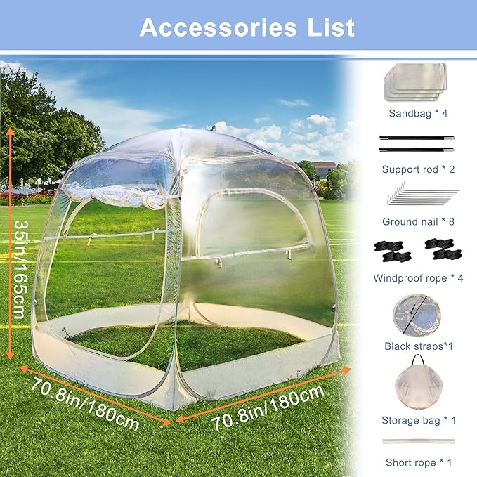 4 Person Rain Camping Sun Shelter, Outdoor Sports Bubble Instant Tent for Events Fishing Cheering (71”x 71”x 63”)