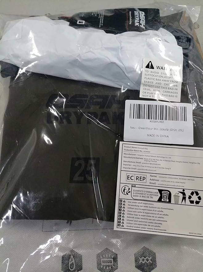 Motorcycle Dry Bag - Waterproof Motorcycle Duffle & Luggage Tail Bag Saddle Bags with Roll Top Closure, Large Storage Space,for Motorcycle Back Seat(Green, 25L)