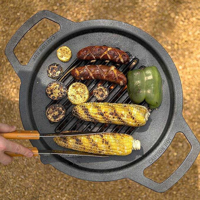 Solo Stove Ranger Grill Top and Hub, Cast Iron Cooktop with Stainless steel Hub for 6.5” Elevation, Addition for Ranger Fire Pit, Weight: 15lbs, Diameter: 14.25"