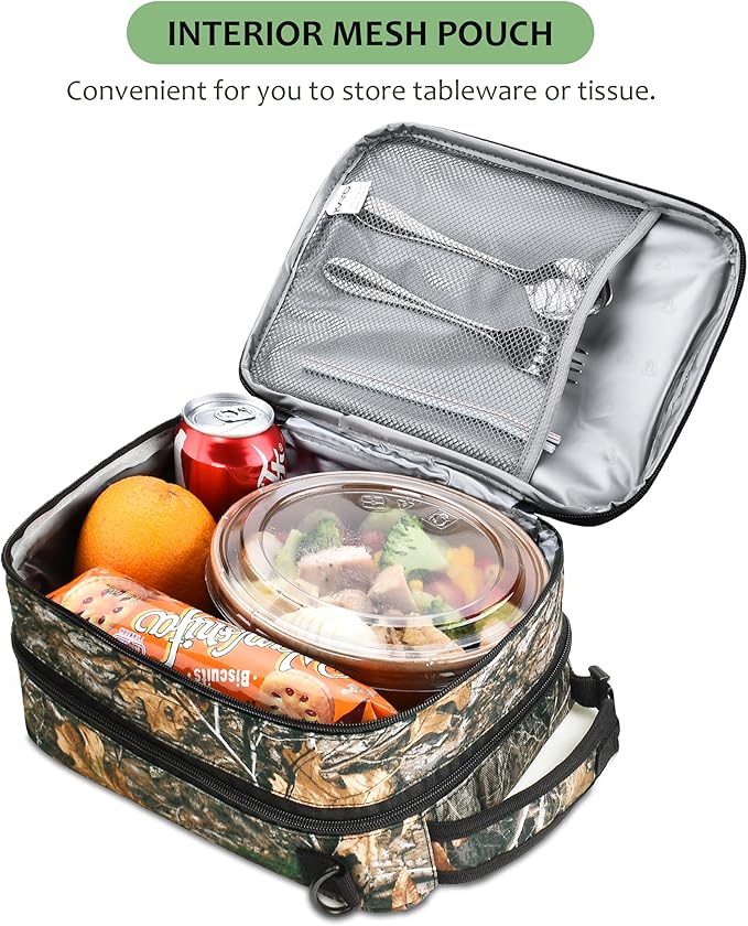 Tirrinia Expandable Insulated Lunch Bag, Leakproof Flat Lunch Cooler Tote with Shoulder Strap for Men and Women, Suitable for Work & Office, Maple Leaf