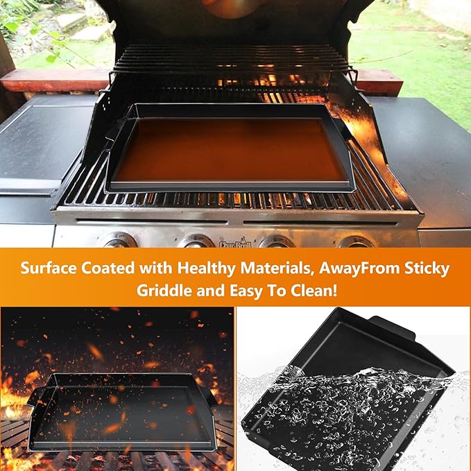 Universal Cast Iron Griddle 23" X 16",Pre-Seasoned Nonstick Coating Griddle Stove Top Griddle For All Gas Grills And 4 Burner Range Oven,Cast Iron Griddle For Stove Top With Extra High Sidewalls