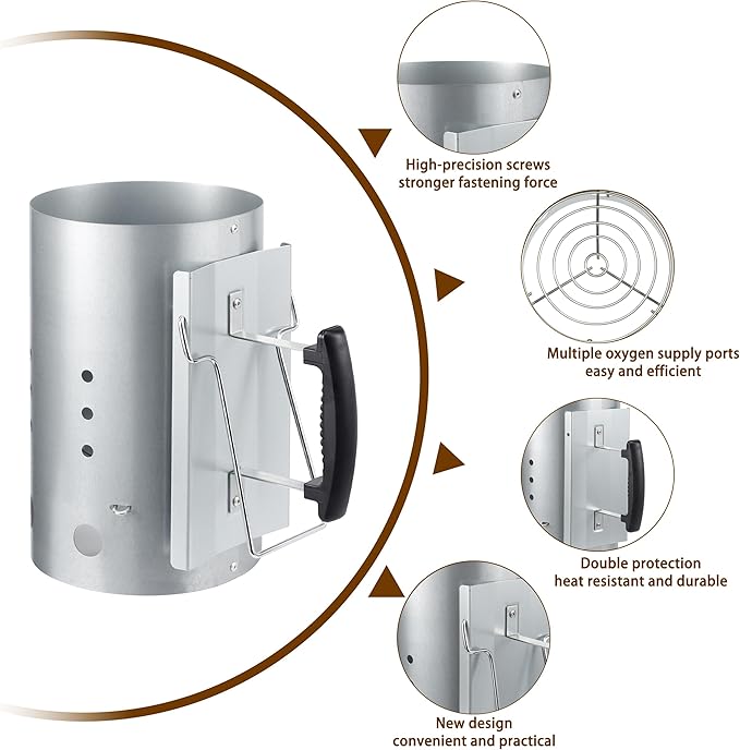 E500 Larger Charcoal Chimney Starter with 60Pcs Charcoal Starter, Coal Chimney Starter for Grill, BBQ Fire Starter Kit