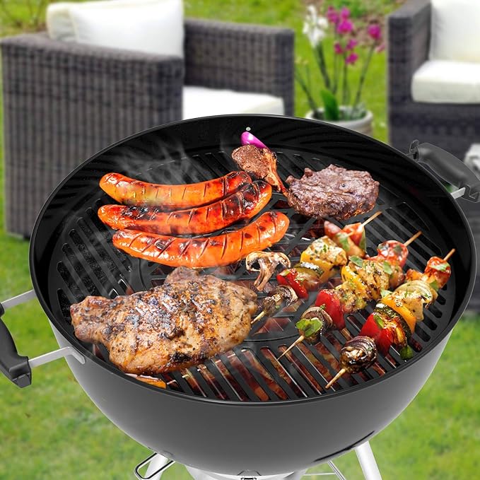 onlyfire Cast Iron Grill Grate Replacement Gourmet BBQ System for Weber 22inch Kettle Charcoal Grills