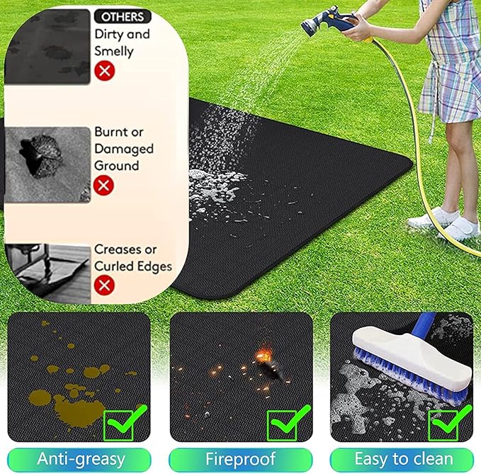 UBeesize Large 76x48 inches Under Grill Mat for Outdoor Grill,Double-Sided Fireproof Grill Pad for Fire Pit,Indoor Fireplace Mat Fire Pit Mat,Oil-Proof Waterproof BBQ Protector for Deck and Patio