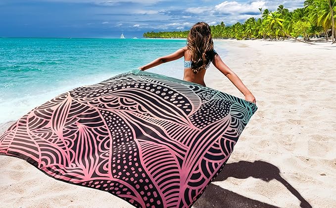 Beach Blanket Waterproof Sandproof Extra Large Beach Mat 79" X 83"/120"x108"for 1-8 Adults Quick Drying Durable Outdoor Picnic Mat for Beach Travel Camping Hiking