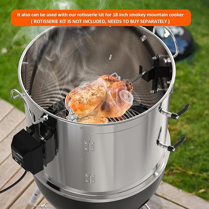 onlyfire Stainless Steel Grill Smoking Kit, Rib Hanging Attachment for Weber 18 inch Kettle Charcoal Grills - Turns Your Kettle into Smoker