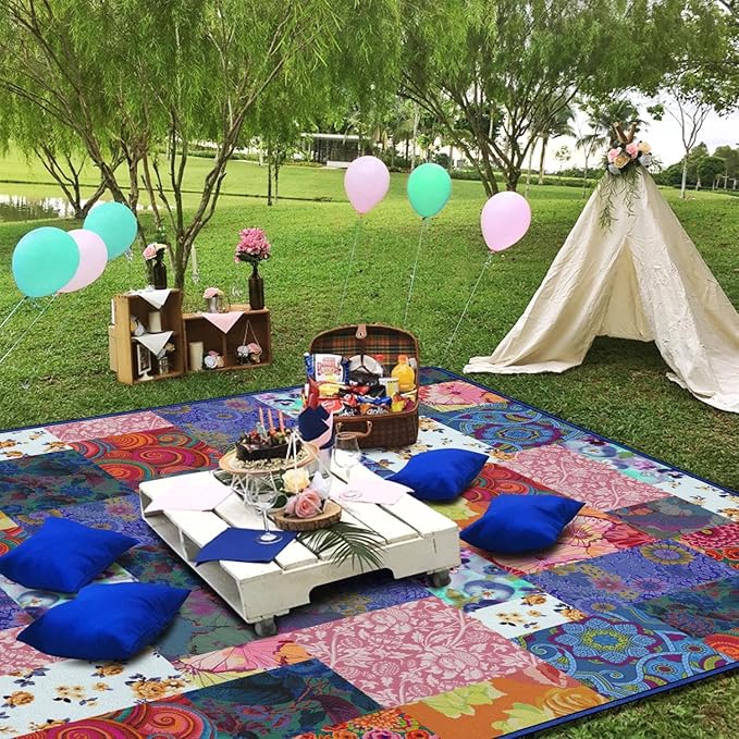 Extra Large Picnic Blankets Waterproof Foldable (60"x 80") Beach Blanket Waterproof Sandproof,3-Layer Thicking Mat Outdoor Packable Camping Blanket