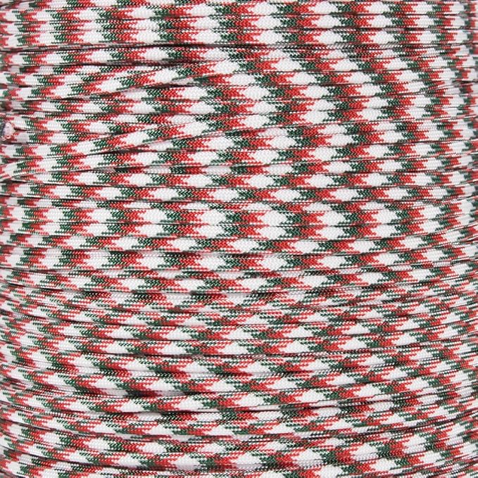 Paracord Planet Holiday Colors 550 Paracord – Great for DIY, Bracelets, and Lanyards – St. Nick (25 Feet)