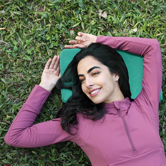 Memory Foam Camping Pillow, Travel Pillow,Small Pillows with Travel Storage Bag, Camping Pillow for Backpacking, Double-Layered Pillow Cover (Emerald Green)