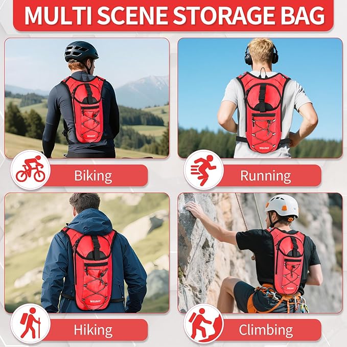 Hydration Backpack with 2L Water Bladder, Lightweight Hydro Pack for Cycling, Running, Hiking, Climbing