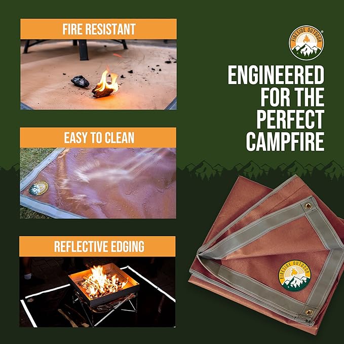 Fireside Outdoor Fire Pit Mats for Under Fire Pit - Grill Mats for Outdoor Grill, Fire Mat for Deck Protection, Fireproof Mat for Under Fire Pit, Outdoor Firepit Mat for Safe Use - Ember Mat, 67"x60"
