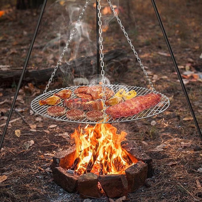 only fire BBQ Solid Stainless Steel Rod Foldable Cooking Grates for Grill, Fire Pit, 36-inch