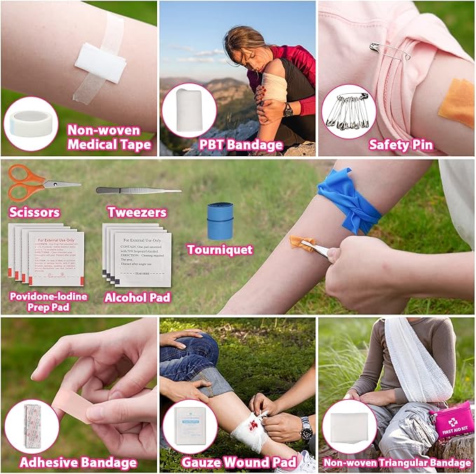 Emergency Survival Kit and First Aid Kit, Self Defense Kit Safety Kit, Survival Gear and Equipment with Tactical Molle Pouch and Emergency Tent, Outdoor Adventure, Hiking, Hunting, Gifts for Men Women