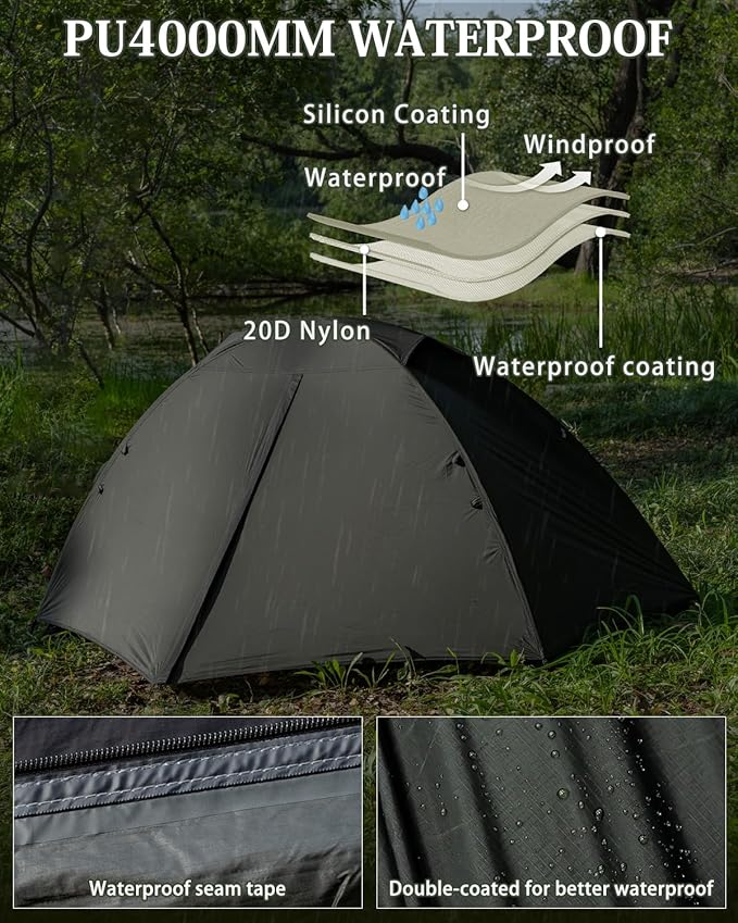 MC TOMOUNT Backpacking Tent 2 Person Tent Waterproof Lightweight Tent for Outdoor Camping Hiking