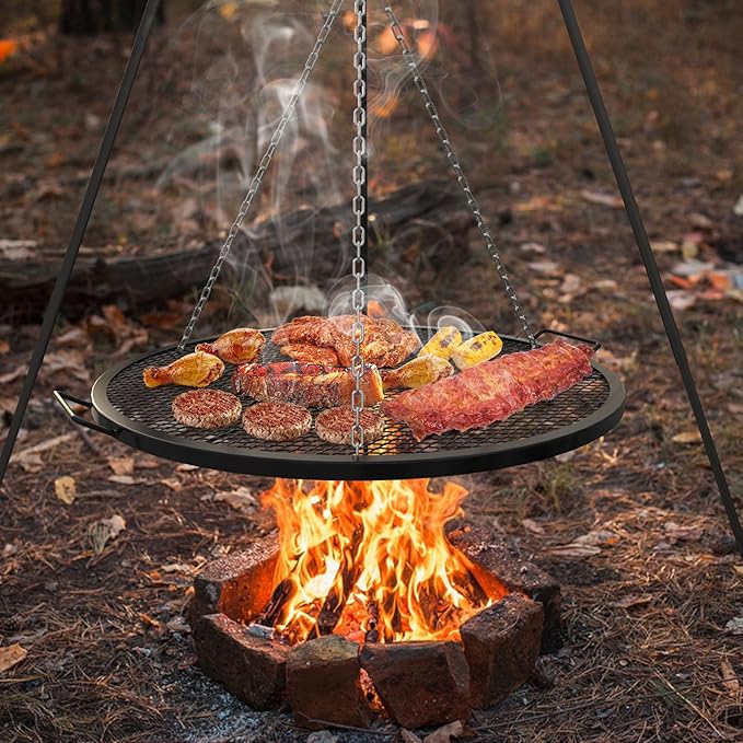 onlyfire X-Marks Fire Pit Grill Grate for Camping Cooking, Round BBQ Grate Campfire Cooking Equipment, 36 inch