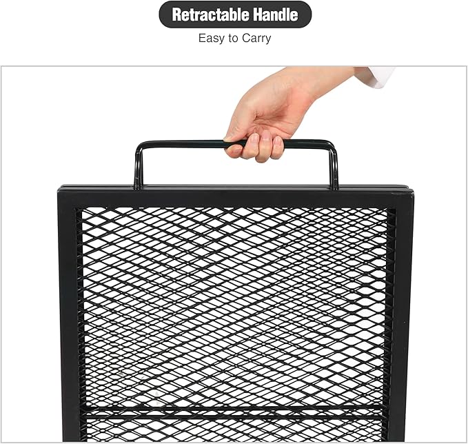 Lineslife Rectangle Fire Pit Cooking Grill Grate, Heavy Duty Outdoor Rectangle Campfire BBQ Grill with Handles, Camping Cookware and Accessory, 36 Inch