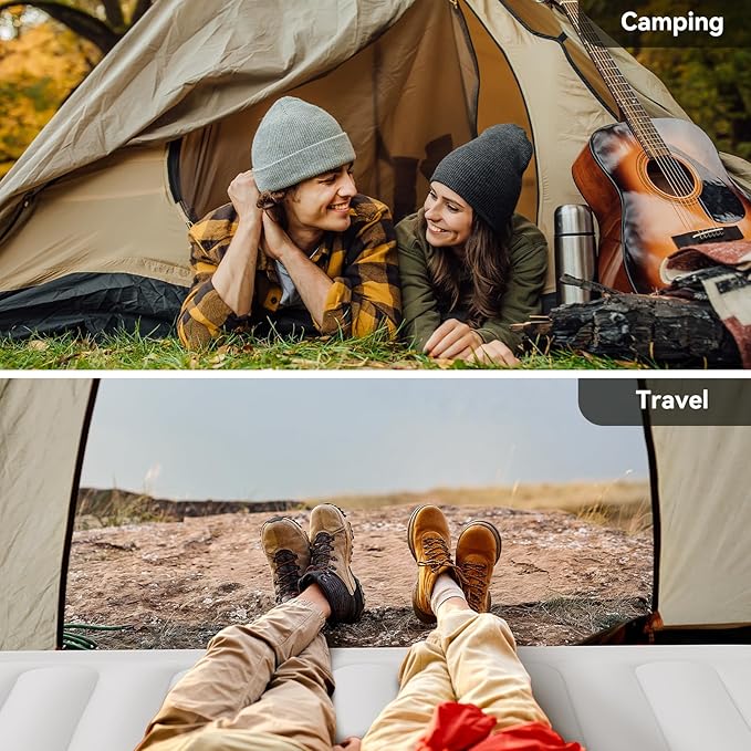 COMMOUDS Queen Air Mattress with 2000mAh Battery Powered Pump, 18" Raised Inflatable Mattress, Portable Blow up Mattress, Air Bed for Camping, Home and Guest