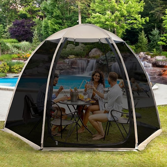 Alvantor Screen House Gazebo, 6-10-15 Person Pop Up Igloo Screened Canopy Tent with Mosquito Netting Sides, Instant UV Resistant Sun Shelter for Garden, Patio, Backyard