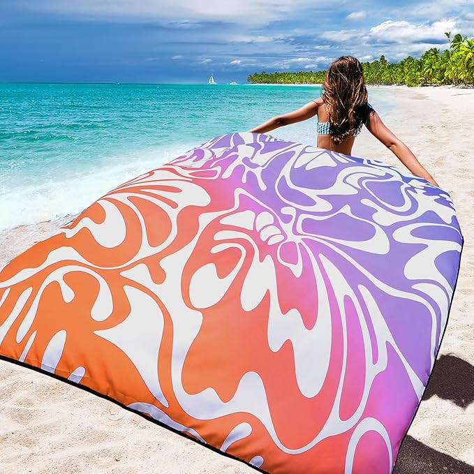 Beach Blanket Waterproof Sandproof Beach Mat 79" X 83" /10'x9'for 2-8 Adults Quick Drying Outdoor Picnic Mat Beach Accessories for Travel, Camping, Hiking