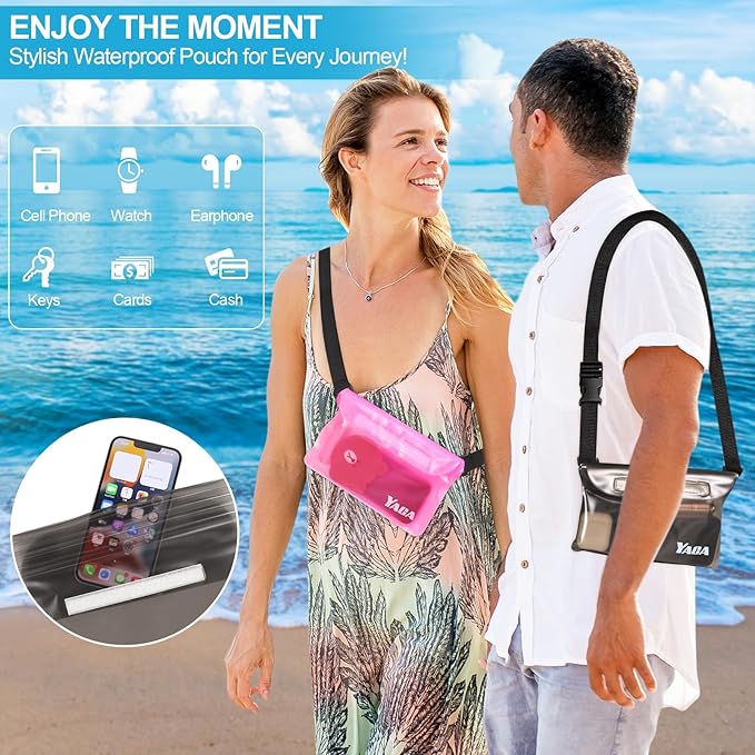 Waterproof Fanny Pack, 2PCS Touchscreen Sensitive Waterproof Phone Pouch, Dry Bag with Adjustable Waist Strap, Water Proof Pouch For Kayaking, Swimming, Boating, Floating, Perfect Beach Essentials