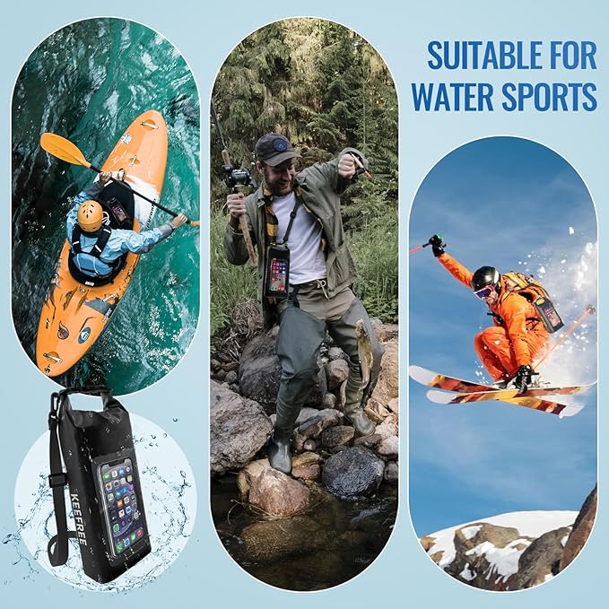 Waterproof Dry Bag,Roll Top Waterproof Backpack Phone Case Pouch for Travel,Kayaking,Rafting,Camping,Surfing,Boating,Hiking,Beach and Fishing (2 L Black+Black)