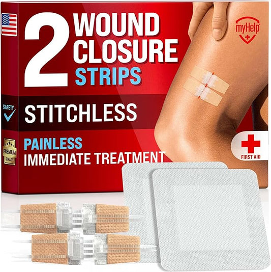 Emergency Wound Closure Strips - 2pk - Laceration Closure Kit - Stitchless & Easy to Use - Butterfly Bandages
