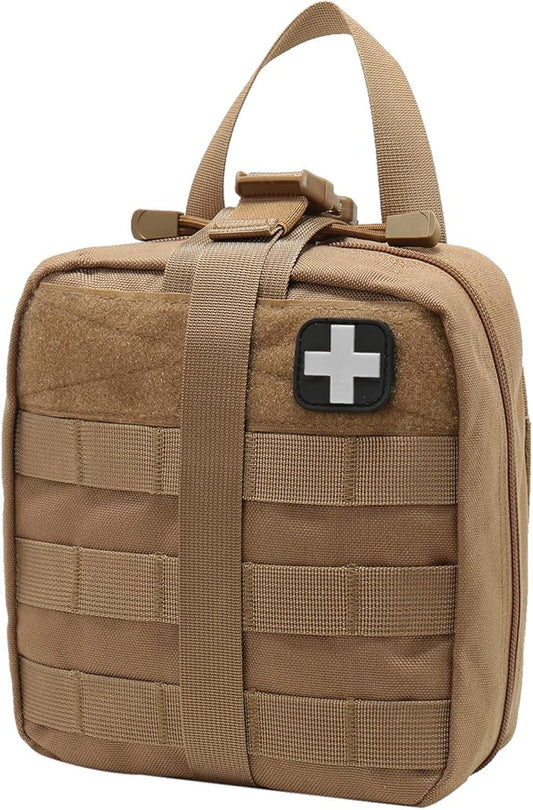 Carlebben Rip-Away EMT Pouch Molle Pouch Ifak Pouch Medical First Aid Kit Utility Pouch 1000D Nylon (with Medical Supplies Tan)
