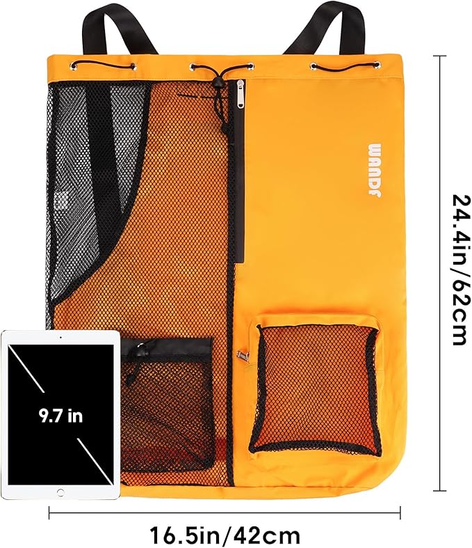 WANDF Swim Bag Mesh Drawstring Backpack with Wet Pocket for Swimming, Gym, and Workout Gear