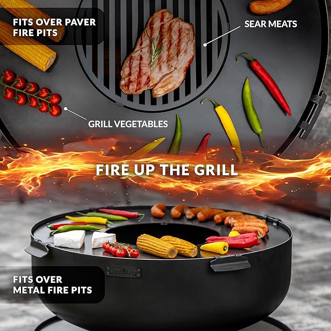 40" Round Cooking Grate, Universal Fire Pit Grill, Outdoor Campfire BBQ Grilling Mesh Grates Steel, Camping Cooking Grill and Skillet for Firepit, Burn Rack, Stove Accessories by Good Directions