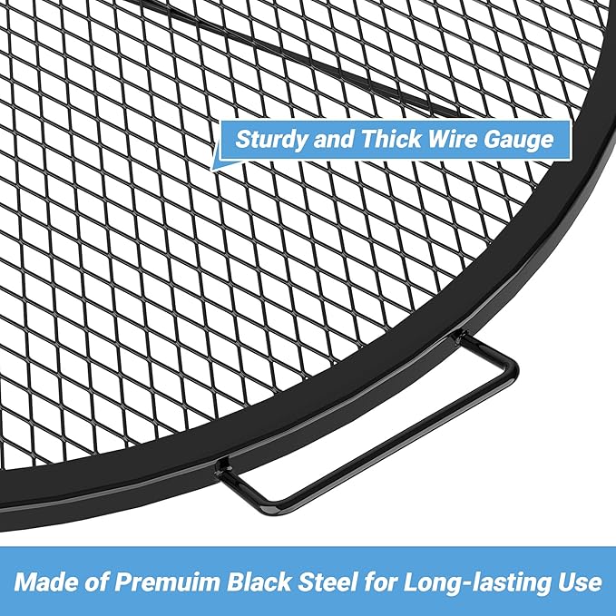 Stanbroil Heavy Duty X-Marks Fire Pit Cooking Grill Grates with Support X Wire - Outdoor Round BBQ Campfire Grill Grid - Camping Cookware, 30 Inch