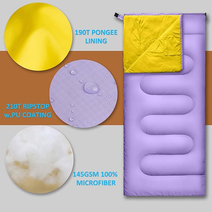 3 Season Ultralight Backpacking Sleeping Bag | Cool/Warm Weather Lightweight Camping Sleeping Bags for Adult | Compact Hiking Sleeping Bags with Compression Sack in Rectangular - 75 X 33 in