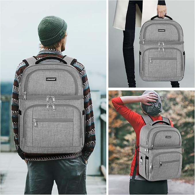 Cooler Backpack,Insulated Backpack Cooler Leakproof Double Deck Cooler Bag for Men Women RFID Lunch Backpack