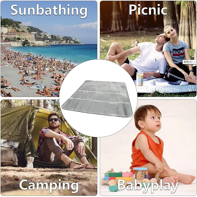 Wind Tour Outdoor Double-Sided Moisture-Proof Aluminum Foil Foam Pad Waterproof and Insulating Foil Mat Picnic Mat Camping Mat for Beach Tent and Camping