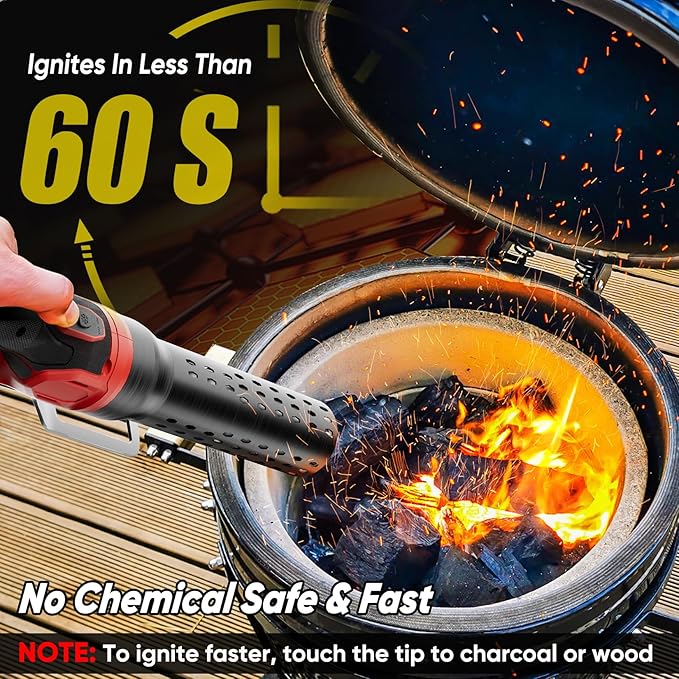 SHALL Electric Charcoal Starter Fire Lighter with Air Blower, 60S Rises to 1100β Chemical Free Heated for BBQ Smoker, Grill Starter, Wood Burning Fireplaces & Fire Pits | 4ft Cable