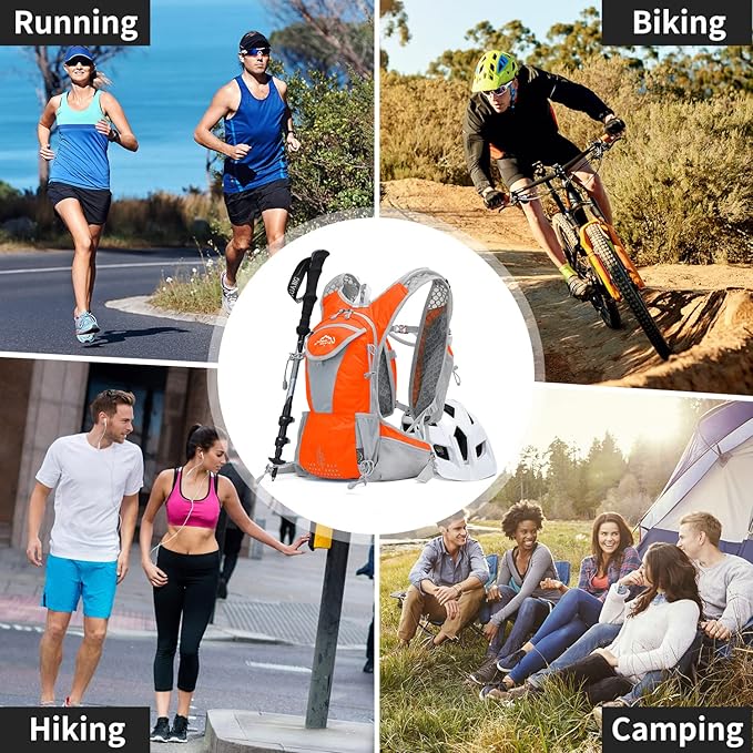 Hydration Pack Backpack, Lightweight Water Backpack with 2L Leakproof Hydration Bladder Daypack for Men Women,Running Hydration Vest for Outdoor Trail