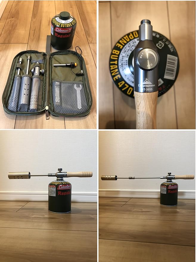 CAMPINGMOON Camping Grill Torch Dual Fuel Head Flame Adjustable for Charcoal Starter with Storage Case MT-3955/I-1010 (Isobutane)