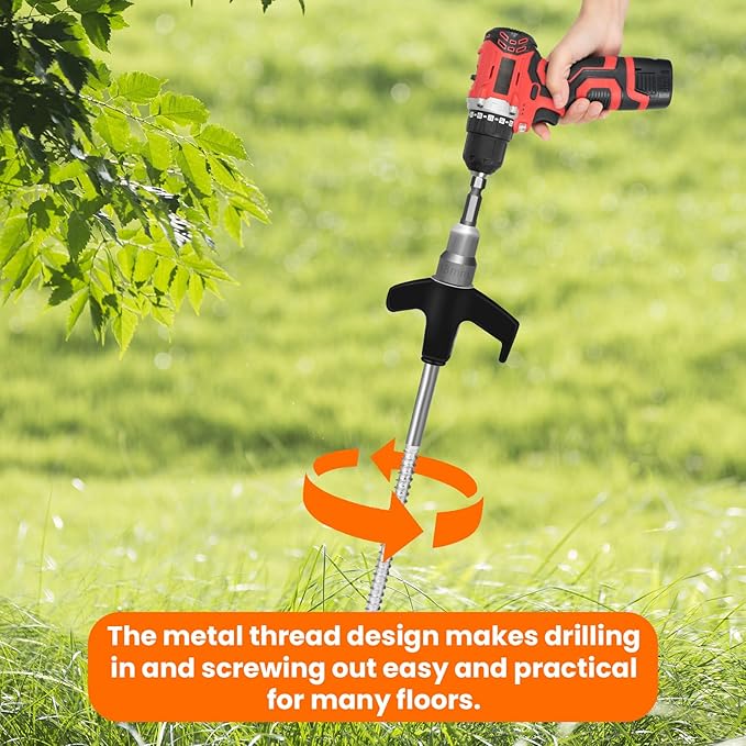 20 Pack 8" Screw in Tent Stakes Heavy Duty- Ground Anchors Screw- Tent Pegs Camping Stakes- Hex Pegs Drillable Tent Stakes and Hexagon Head Drive and Storage Box (Black)