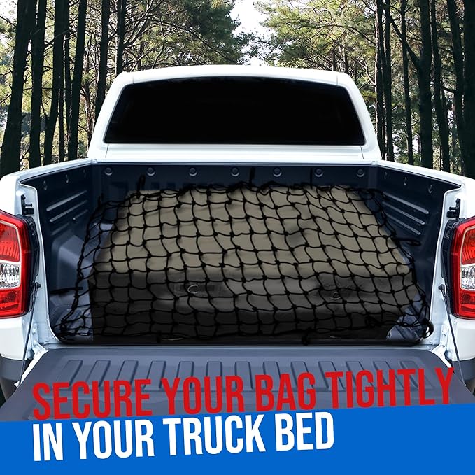 Pickup Truck Cargo/Storage Bag in Black w/Cargo Net, 51”x 40”, 100% Waterproof with Front Pocket for Luggage/Camping