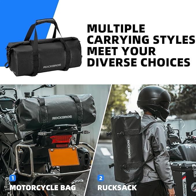 ROCKBROS Waterproof Duffel Bag 20-60L Motorcycle Travel Dry Duffel Bag for Motorcycling Boating Kayaking Camping Fishing Outdoor Adventure for Men Women