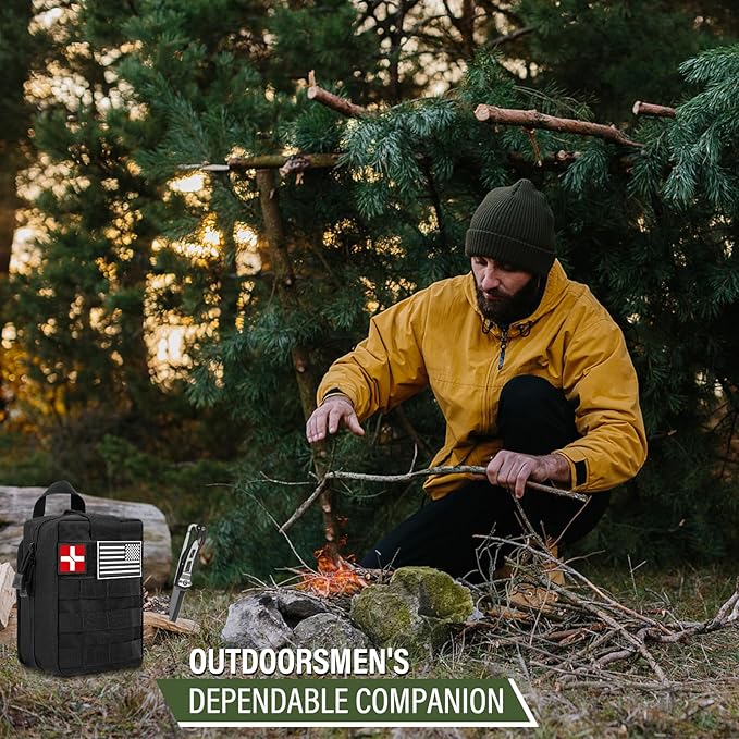 Survival First Aid Kit, Molle Medical Pouch 282PCS Outdoor Emergency Survival Gear and Equipment for Hiking Camping Hunting Car Boat Home Travel and Adventures, for Him Men