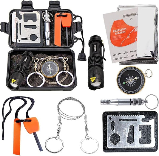 EMDMAK Survival Kit Outdoor Emergency Gear Kit for Camping Hiking Travelling or Adventures
