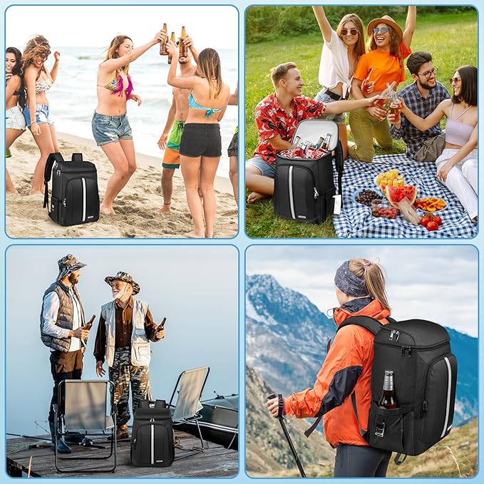 LTINVECK Cooler Backpack,2 Insulated Compartments Backpack Cooler Leakproof Double Deck Lightweight Cooler Lunch Box Bag for Men Women