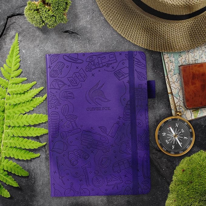 Clever Fox Camping Journal – Camper Log Book & RV Trip Planner – Outdoor Camp Journal & Adventure Travel Notebook – 12 Trips Total, 8 Pages per Trip – Hardcover, A5 Size (Purple)